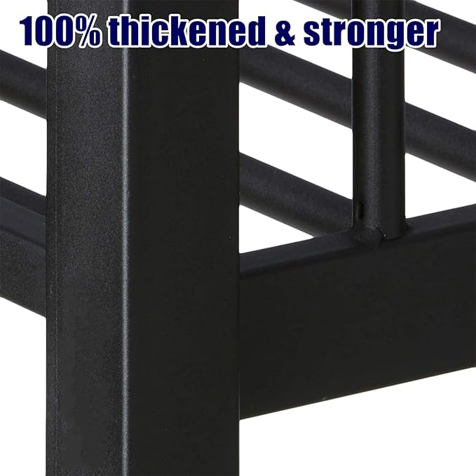 Stronger & Higher Quality Heavy Duty Steel Bunk Bed Twin XL Over Queen Size Bunkbed, Thickened Safer More Stable Metal Queen Bunk Bed Frame (Faster Assembly) (Twin XL Over Queen)