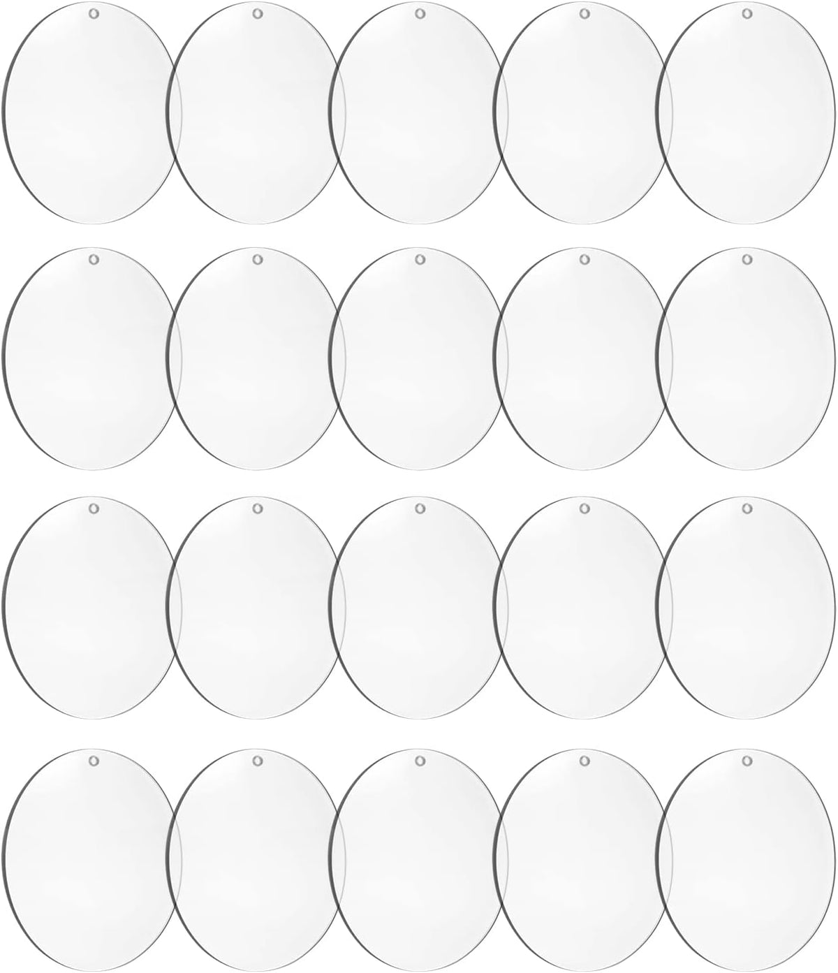 4 Inch Round Acrylic Blanks Ornament 20 Pcs Clear Acrylic Disc Circle with Holes Clear Christmas Ornaments Blanks for DIY Decor Crafting Making and Painting
