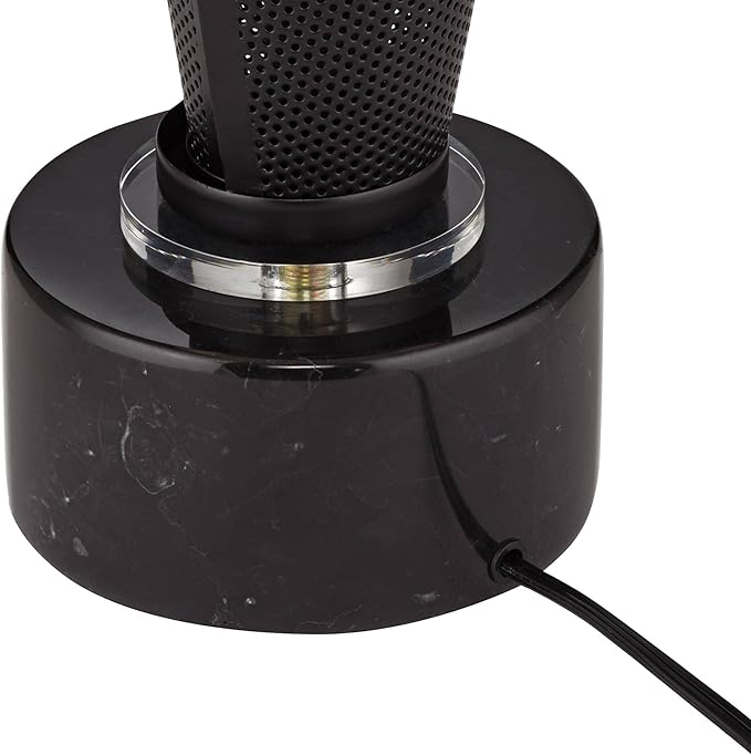 Possini Euro Design Sasha Modern Industrial Table Lamp 31 1/2" Tall Sculptural Black Metal Organza Sheer Outer White Fabric Inner Dum Shade for Bedroom Living Room House Bedside Nightstand Office