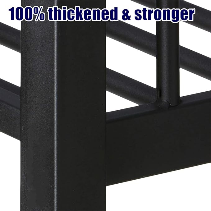 Latest Upgrade & Stronger Steel Queen Over Queen Bunk Bed, Heavy Duty Thickened More Rust-Proof Metal Bunk Queen Bed with Enhanced Legs & Slats (Easier Assembly)