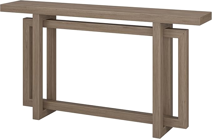 Henn&Hart 55" Wide Rectangular Console Table in Antique Gray Oak, for Home, Living Room, Bedroom, Entertainment Room, Office