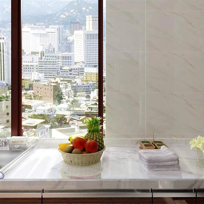NECAUX Custom 12 x 18 Inch Clear Desk Cover Protector, 1.5mm Thick Plastic Desk Pad Mat, Table Cover Tablecloth Protector for Office Computer Writing Desk, Side Table, End Table, Night Stand, Dresser