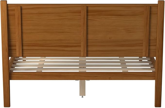 Mid-Century Panel Bed - Queen Size - Castanho Finish