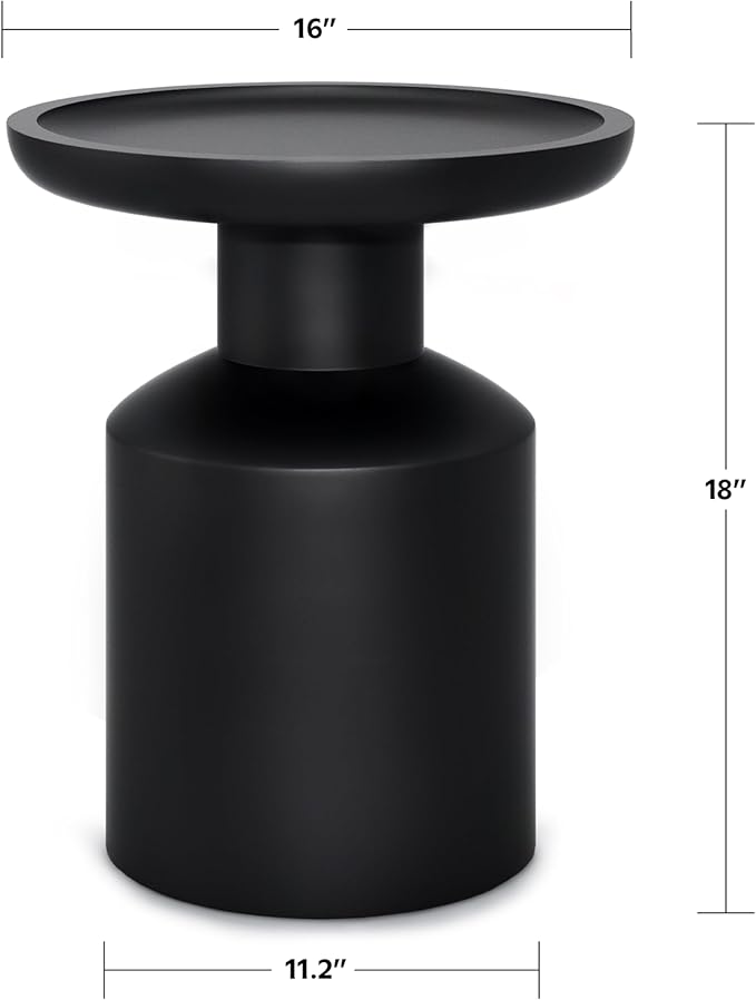 SIMPLIHOME Haynes End Table - 16 inch Wide Solid Mango Wood Round Accent Table with Sculptural Pedestal Base in Black, Boho Nightstand or Lamp Stand for Living Room or Bedroom, Assembled