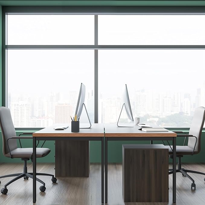 Modern Simple Style Computer Desk Standing Table 24x48 Inches Office Desk Computer Table Study Writing Desk Workstation for Home Office Black Metal Frame
