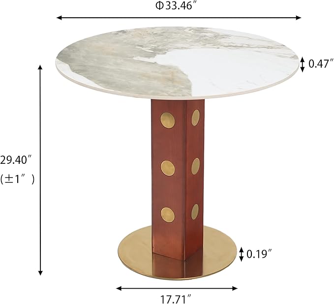 Sintered Stone Office Table and Chair Set - 33.5" Round Table for Small Offices (Red Leg and Pandora Top, 1 Table and 2 Chairs)