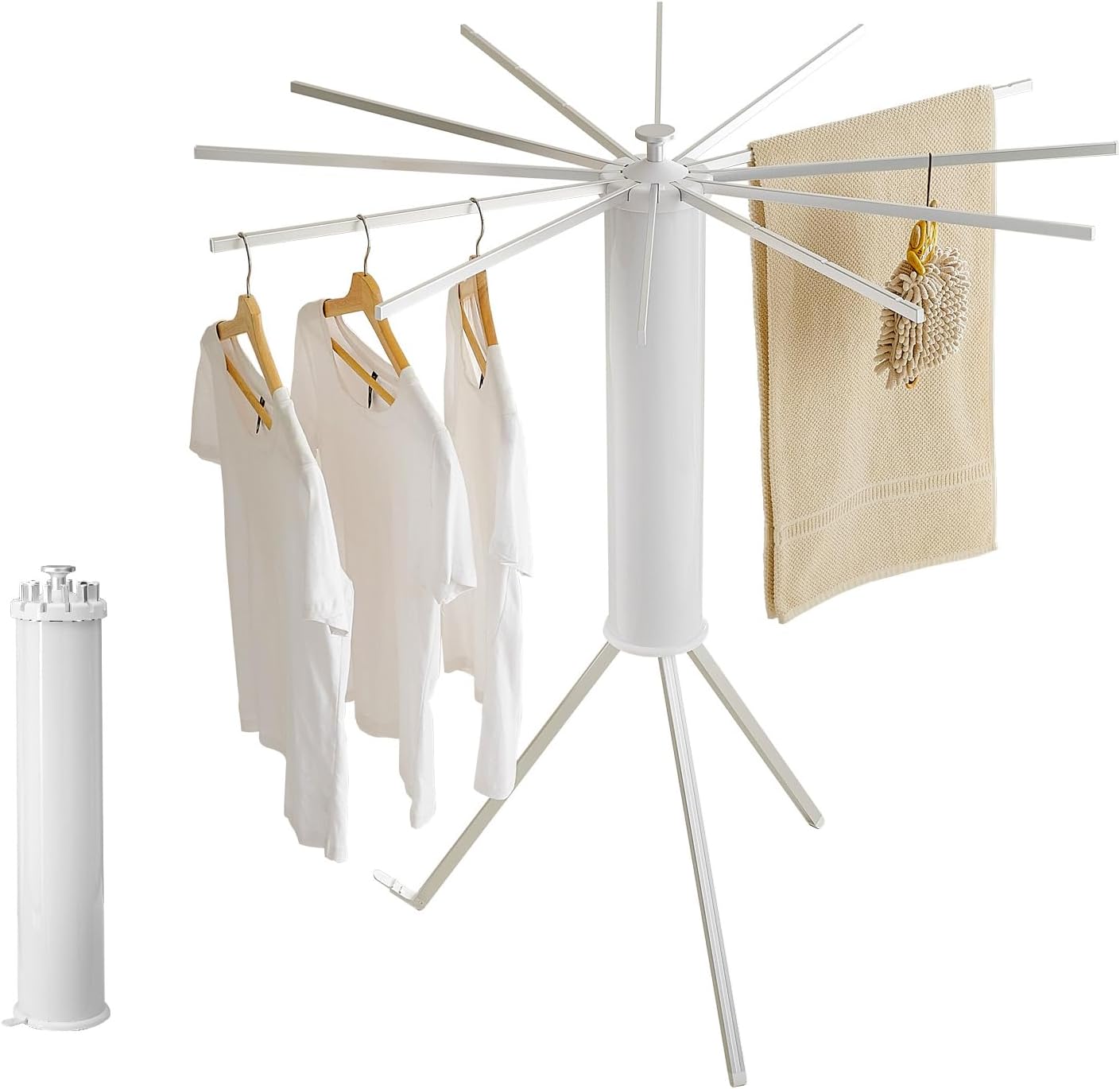 JOOM Tripod Clothes Drying Rack, Garment Rack Portable and Foldable Space Saving Laundry Drying Rack - Drying Rack Clothing Floor Folding Balcony Bedroom Household Aluminum