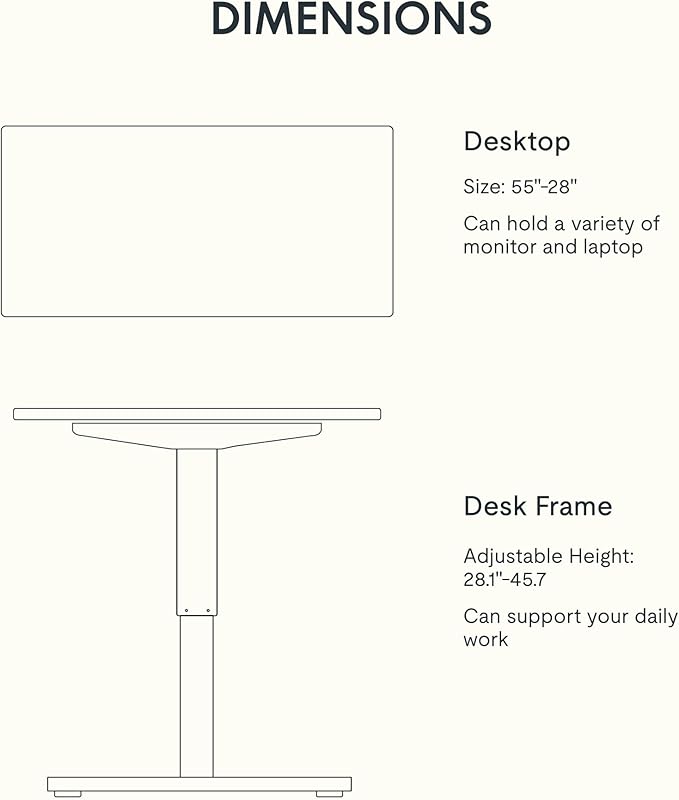 FLEXISPOT EN1 Bamboo Standing Desk, 55 x 28 Inches Whole-Piece Electric Adjustable Height Sit Stand Table, Home Office (White Frame + Bamboo Top, 2 Packages)