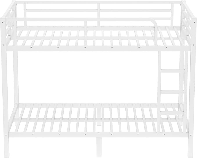 Bellemave Twin XL Over Twin XL Bunk Bed for Adults, Heavy Duty Bunk Beds Frame with Build in Ladder and Full Length Guardrail, Easy Assemble Bunkbeds, Noise Reduced, Mattress Not Included, White