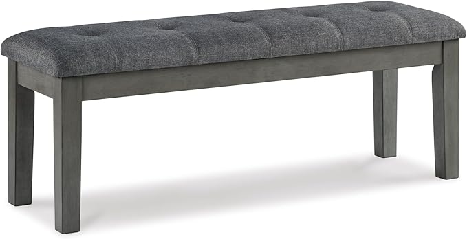 Signature Design by Ashley Hallanden Rustic Tufted Upholstered Dining Room Bench, Gray