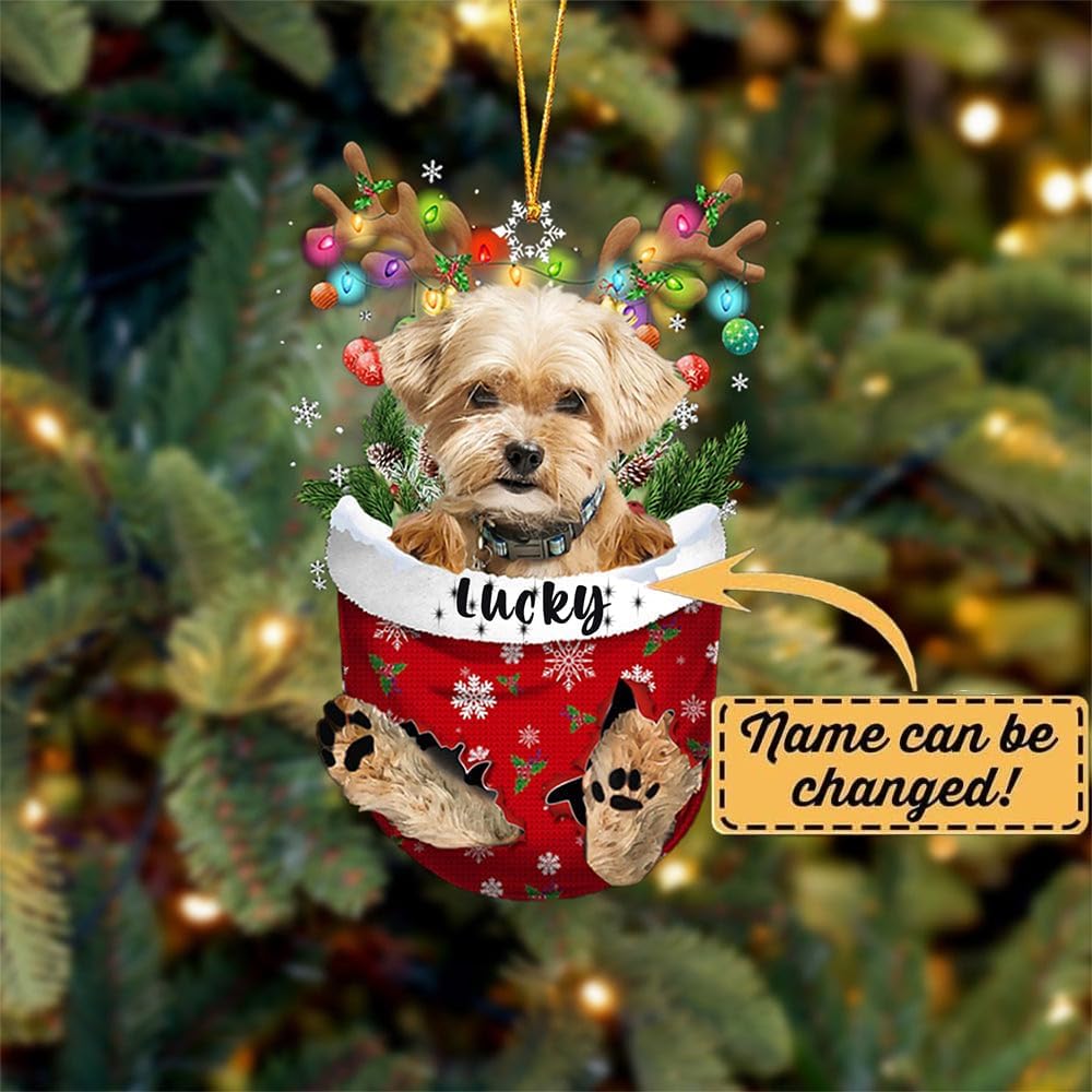 Shorkie Dog Christmas Ornament, Shorkie in Snow Pocket Christmas Tree Ornament, Dog Lovers Gift Idea Xmas Decor, Christmas Decorations for Tree, Christmas Ornament Gift for Dog Lovers