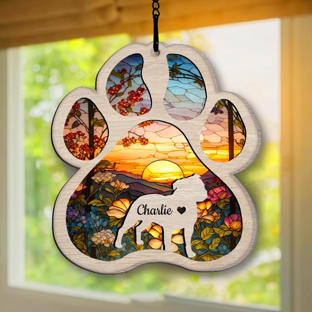 Personalized Staffordshire Bull Terrier Suncatcher Dog Memorial Gifts, Custom Staffordshire Bull Terrier Ornament Christmas Tree, Pet Remembrance Gift, Loss of Dog Sympathy Gift, Pet Loss