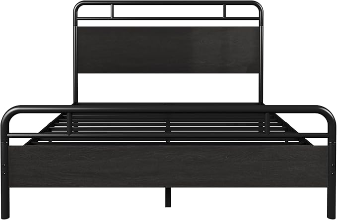 Allewie Queen Size Platform Bed Frame with Wooden Headboard and Footboard, Heavy Duty 13 Metal Slats Support, Under-Bed Storage, No Box Spring Needed, Noise Free, Easy Assembly, Black Oak
