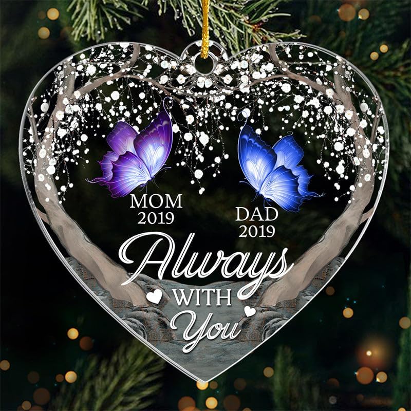 Pawfect House Custom Acrylic Ornament, Personalized Christmas Memorial Sympathy Gifts for Family Members, A Special Place in My Heart, Christmas Butterflies Ornaments for Parent, Xmas Tree Decor