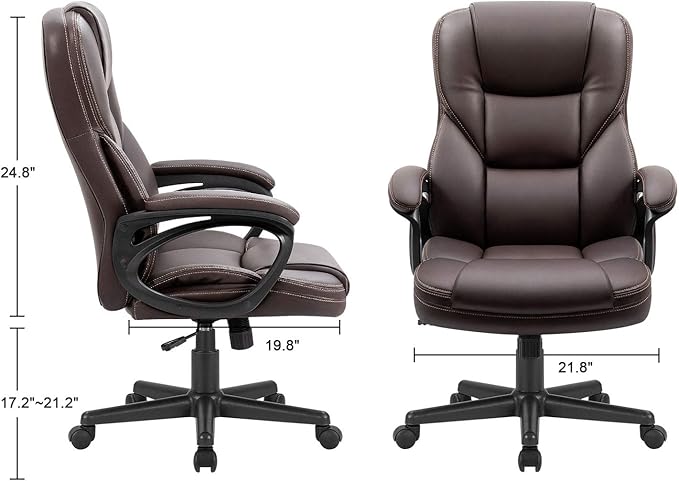 Furmax Office Executive Chair High Back Adjustable Managerial Home Desk Chair, Swivel Computer PU Leather Chair with Lumbar Support (Brown)