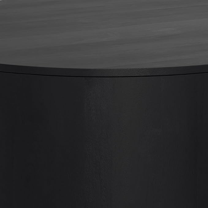 SIMPLIHOME Millbury Drum Coffee Table - 36 inch Wide Solid Mango Wood Round Living Room Table in Black, Contemporary Cocktail Table for Family Room or Lounge with Large Surface, Assembled