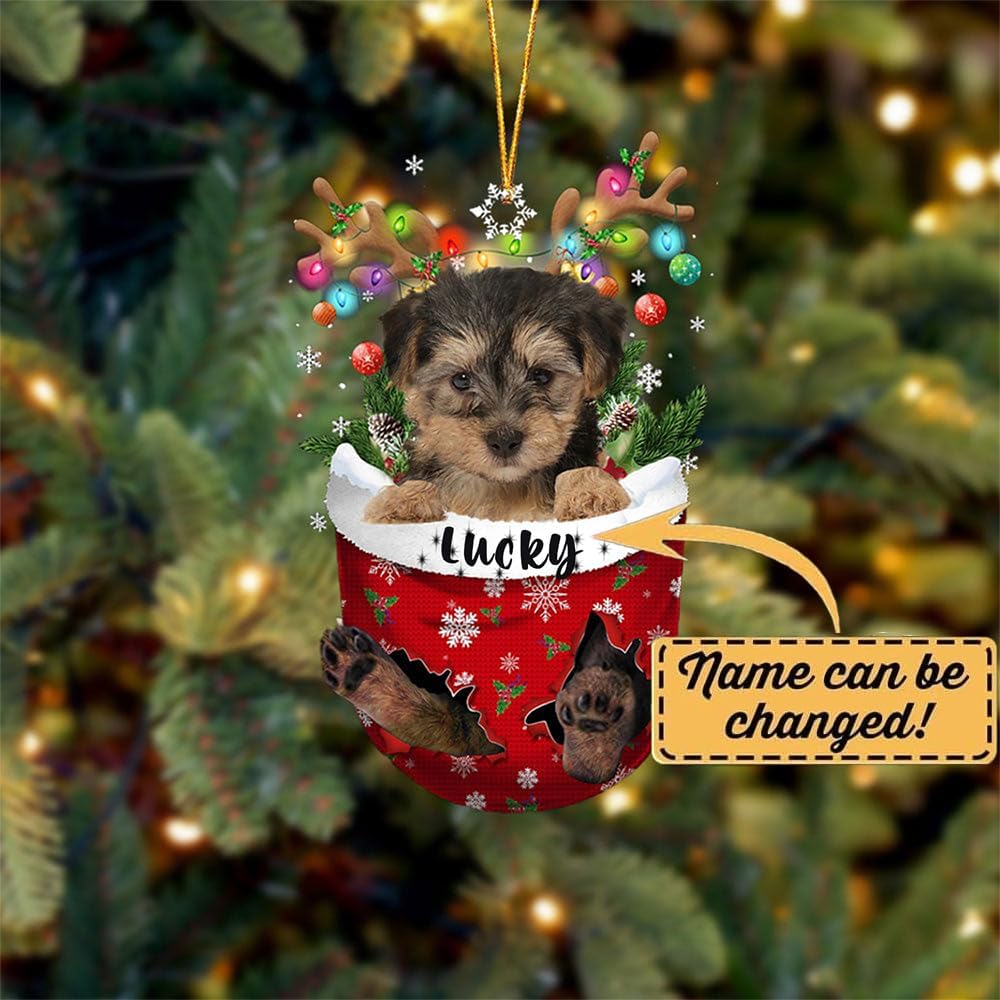 Yorkipoo Dog Christmas Ornament, Yorkipoo in Snow Pocket Christmas Tree Ornament, Dog Lovers Gift Idea Xmas Decor, Christmas Decorations for Tree, Christmas Ornament Gift for Dog Lovers