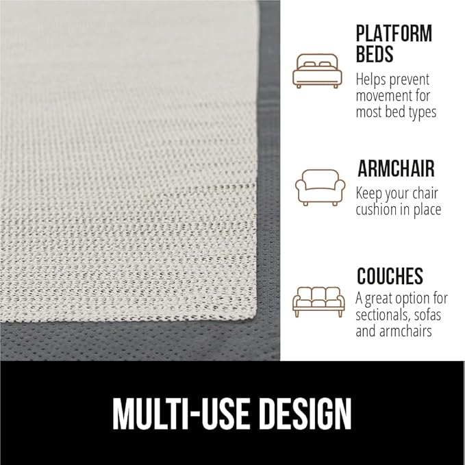 GORILLA GRIP Non Slip Couch Gripper, Prevents Couches from Sliding and Holds Bed in Place, Pad Grips Beds, Sofa, Mattresses, Chair Cushions and Helps Keep Topper from Slipping, Easy Trim Pads, 2 Pack