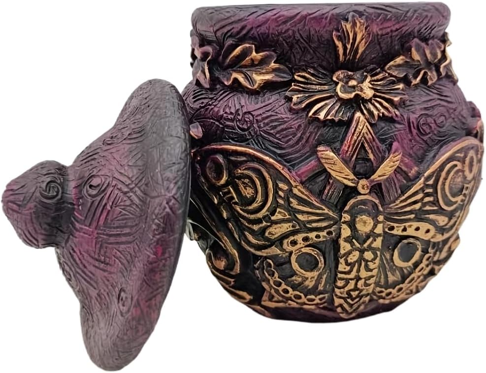 Magic Gothic Jars Vase Statue-Enchanting Purple Butterfly Figure Bottle Vintage Decor Gift for Wizard and Witch Costume Props