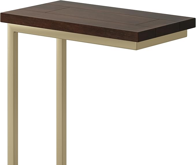 SIMPLIHOME Skyler C-Side Table - 18 inch Wide Solid Mango Wood and Metal Slide-Under Table in Dark Brown, Industrial Accent Table or End Table for Living Room with Open Frame Design, Assembled
