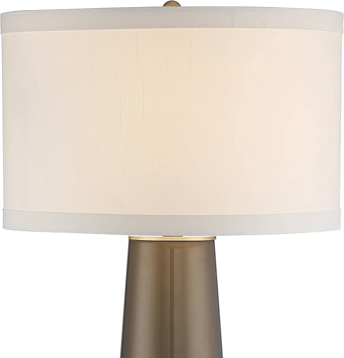 Possini Euro Design Karen Modern Table Lamp 36" Tall with Square Black Marble Riser Dark Gold Glass Off White Fabric Shade for Bedroom Living Room Nightstand Bedside Night Stand Office Kids Room