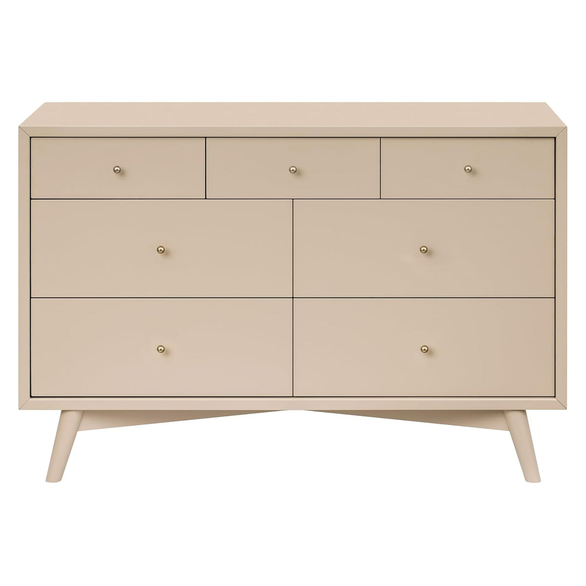 babyletto Palma 7-Drawer Assembled Double Dresser in Taupe, Greenguard Gold Certified