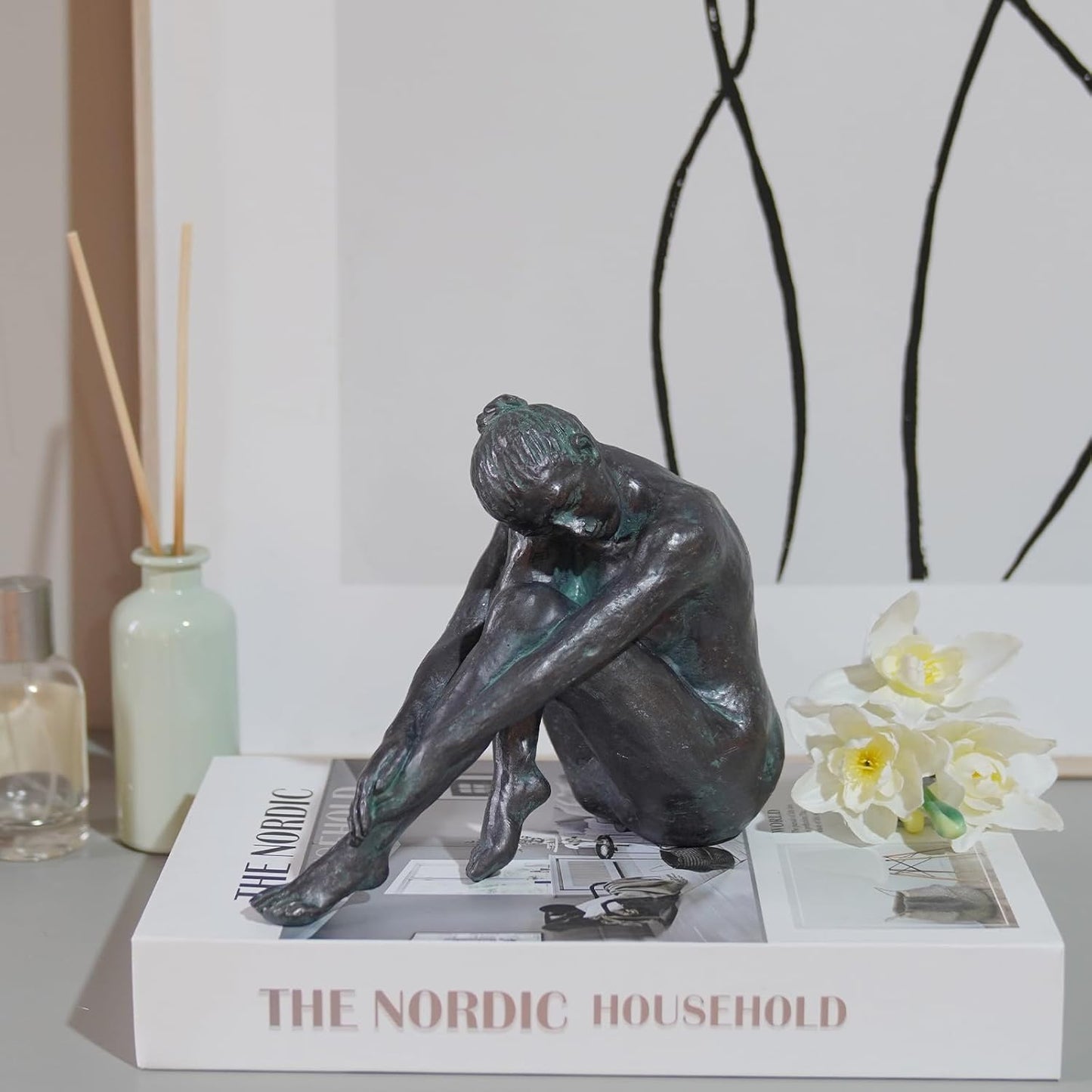 Guichifun Yoga Dancer Statue Home Decoration - Resin Bronze Sculpture Modern Creative Home Garden Statue Handicrafts Art Ware Décor Office Room or Outdoor Gifts 7.8 x 3 x 5.8 Inch