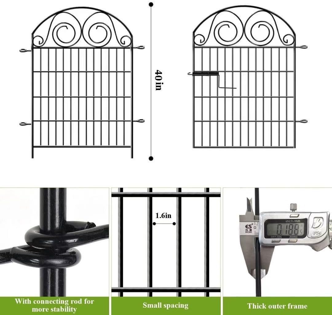 Tall Garden Fencing Animal Barrier, 40 Inch(H) 2 Panels Total Length 4.4 Ft, Dog Fences Outdoor for Yard, Dog Digging Fence Barrier, Metal Temporary Fencing│Patented