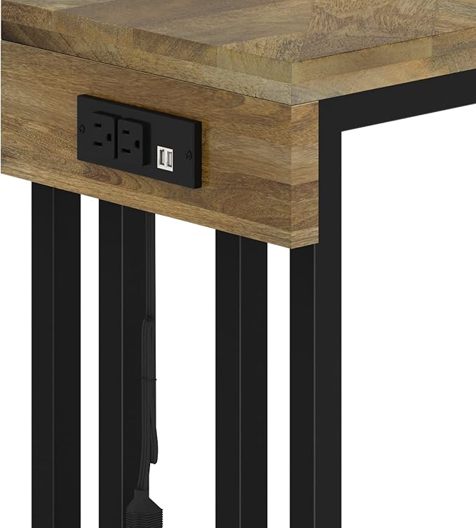 SIMPLIHOME Hayward Modern Industrial 19 inch Wide Metal Side Table in Natural, Fully Assembled for the Living Room and Bedroom