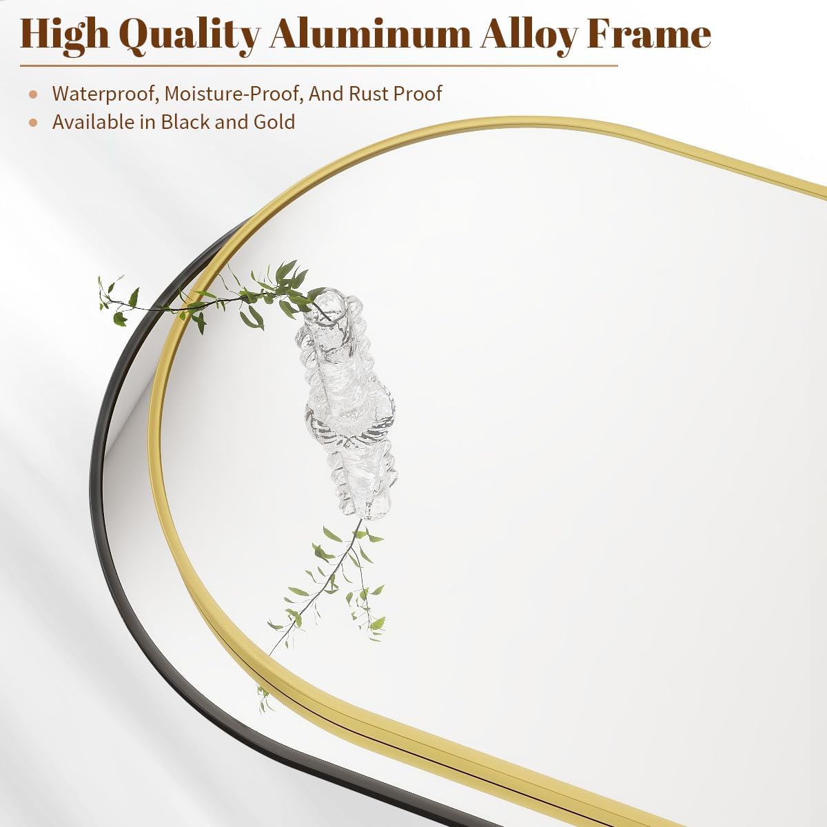 BEAUTYPEAK 32"x42" Arch Bathroom Mirror, Wall Mounted Vanity Metal Frame Mirror for Bedroom, Entryway, Living Room, Gold