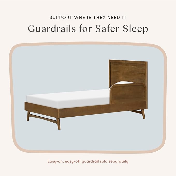 Babyletto Palma Twin Bed for Kids - GREENGUARD Gold Certified - Solid Wood Twin Bed Frames with Headboard - No Box Spring Needed - Stylish Furniture for Boys & Girls Room/Guest Room - Natural Walnut