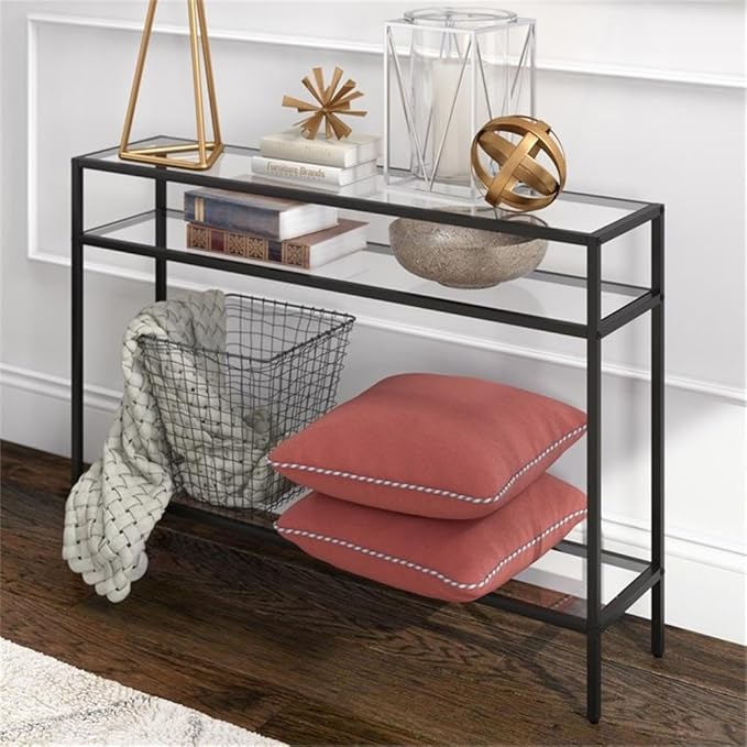 Siviline 42'' Wide Rectangular Console Table in Blackened Bronze