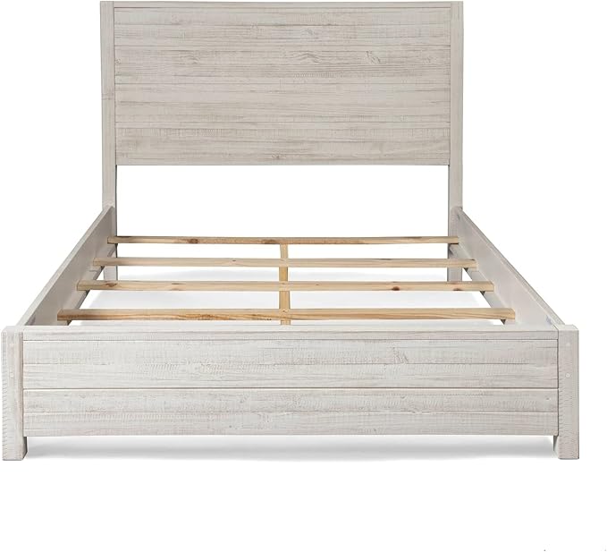 Grain Wood Furniture Montauk Solid Wood Bed, Queen Size, Rustic Off-White