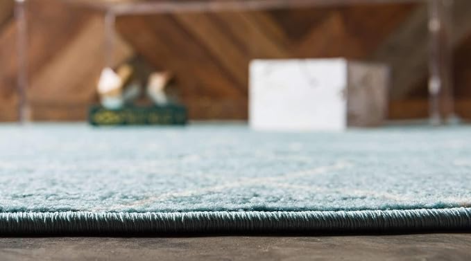 Unique Loom Trellis Frieze Collection Area Rug - Geometric (7' 1" x 10', Light Blue/ Ivory)