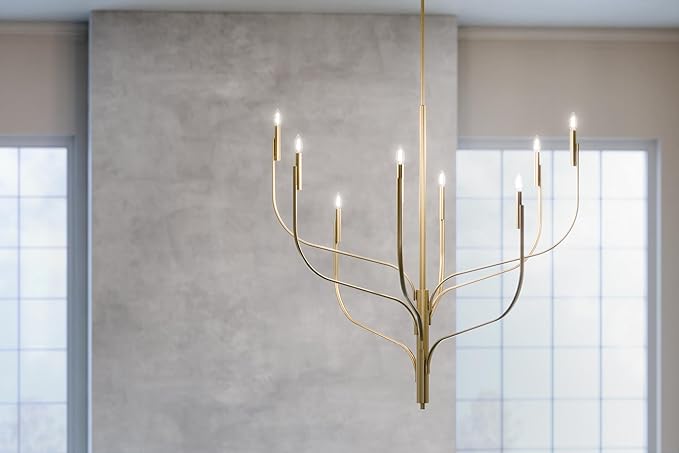 KICHLER Livadia 8-Light Chandelier, Soft Modern-Light in Champagne Bronze, for Foyer, Great Room, or Vaulted Dining or Bedroom (47.75" x 47.75"), 52675CPZ