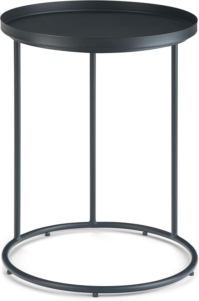 SIMPLIHOME Monet Industrial 18 inch Wide Metal Accent Side Table in Black, Fully Assembled for the Living Room and Bedroom