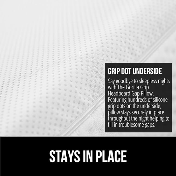 GORILLA GRIP Patent Pending King Bed Wedge Pillow Headboard Gap Filler, US Designed, Comfortable Supportive High Density Foam Pillows, Stay in Place Gripping Dots, Wedges Between Mattress, White