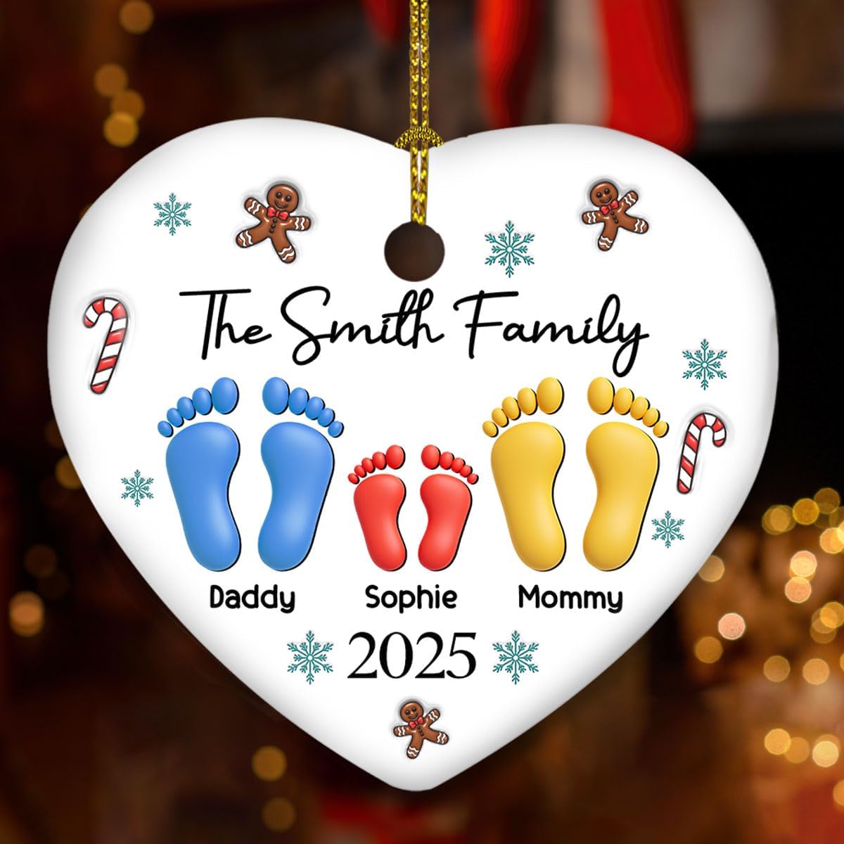 Personalized 3D Effect Ceramic Ornament – Gift for Family Members and Home Decor, Family Together Christmas 2025 Ornament