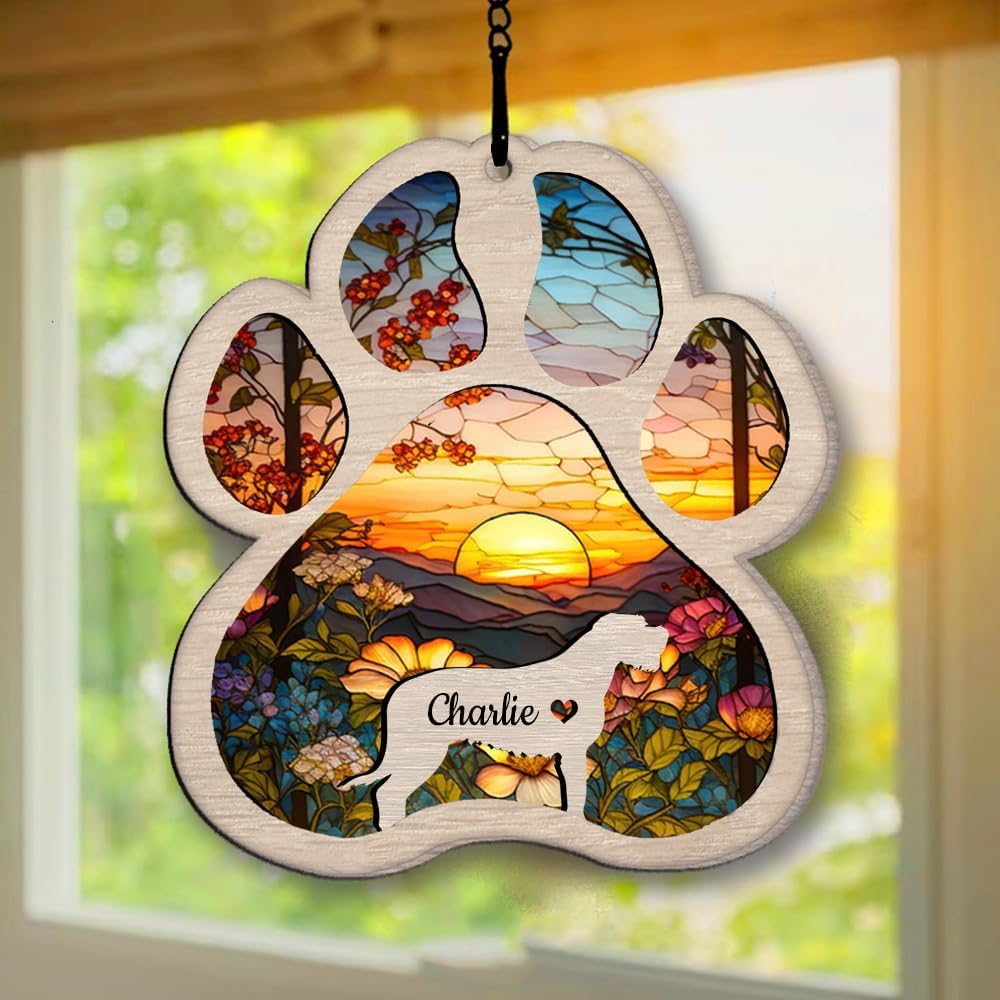 Personalized Irish Wolfhound Suncatcher Dog Memorial Gifts, Custom Irish Wolfhound Ornament Christmas Tree, Pet Remembrance Gift, Loss of Dog Sympathy Gift, Pet Loss Suncatcher