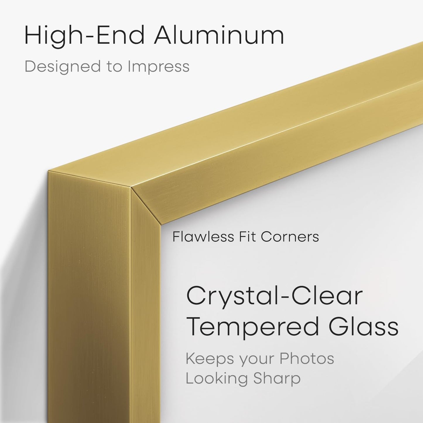Homeforia 11x11 Picture Frame Gold, High End Metal 11 by 11 Square Frames with Mat 9 x 9 Photo, 11by11 Thin Poster Frame Matted to 9x9 inch Art, Wall Hanging Frames, Tempered Glass, Wall Kit, Set of 1