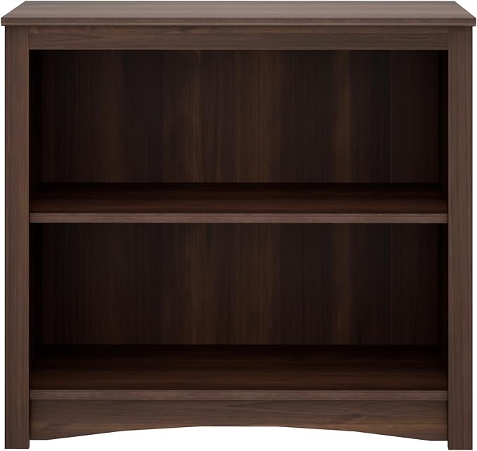 Prepac Sonoma 2-Tier Bookcase 29"H with 1 Adjustable Shelf, Espresso Storage Cabinet, Modern Display Cabinet, Bookshelf with Storage Shelves for Home Office, Living Room, Bedroom Organizer