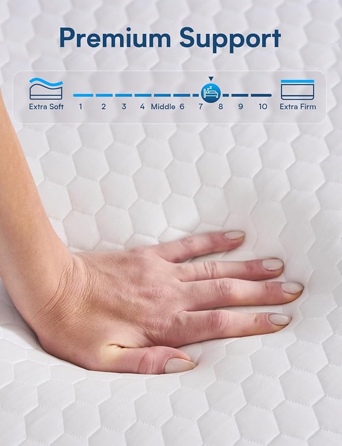 Firm King Size Mattress, 14 Inch Cooling Gel Memory Foam Mattress, Back Pain Relief, Cooling Ice Silk Cover, Bed Mattress in Box, CertiPUR-US Certified