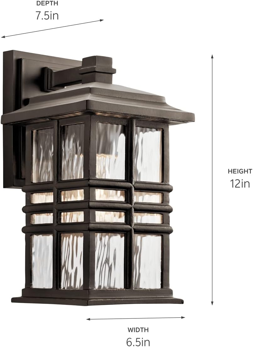 Beacon Square 12" 1 Light Outdoor Wall Light with Clear Hammered Glass in Olde Bronze® (Pack of 2)