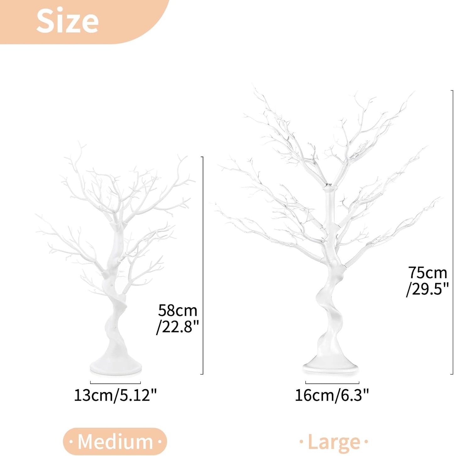 Nuptio White Christmas Tree Branch Artificial 22.8 inch Tall Manzanita Tree Centerpiece Wedding Centerpieces for Tables, Decorative Ornament Display Tree Branches for Decoration Weddings (1 Pc)