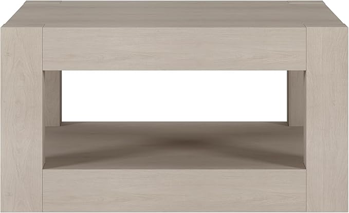 Henn&Hart 32" Wide Square Coffee Table in Beech White, for Home, Living Room, Bedroom, Entertainment Room, Office