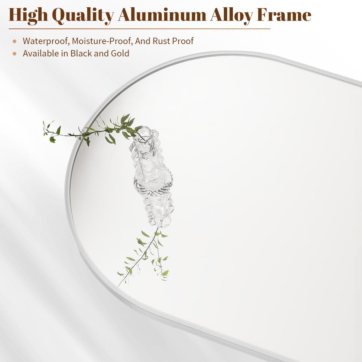 BEAUTYPEAK 24"x36" Arch Bathroom Mirror, Wall Mounted Vanity Metal Frame Mirror for Bedroom, Entryway, Living Room, Silver