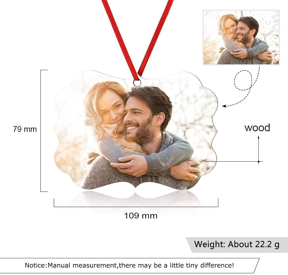 Gemszoo Personalized Picture Christmas Ornament, Custom Double Sided Photo Text Wooden Hanging Xmas Tree Keepsake Pendant Decoration Gift for Family (1, Cloud Shape)