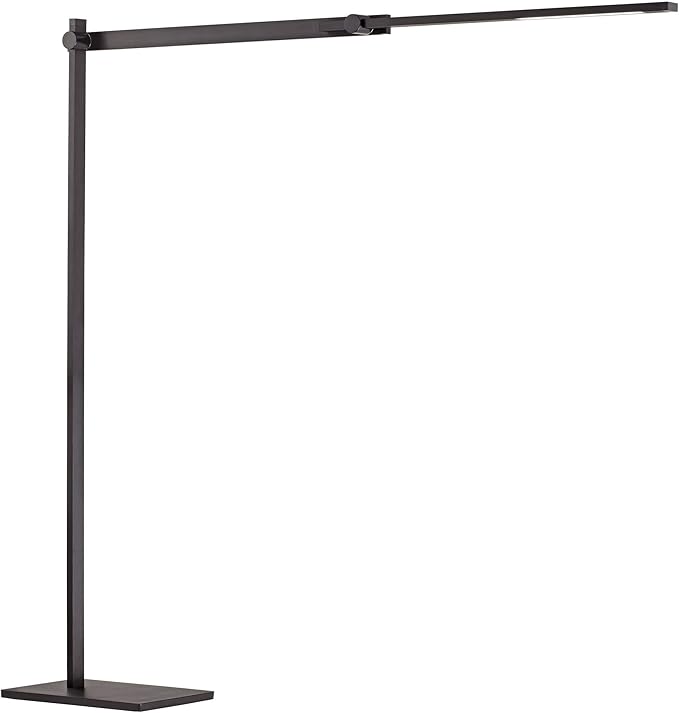Possini Euro Design Barrett Modern Minimalist Task Floor Lamp LED Standing Base Adjustable 53" Tall Anodized Black Metal Touch On Off Decor for Living Room Reading House Bedroom Home