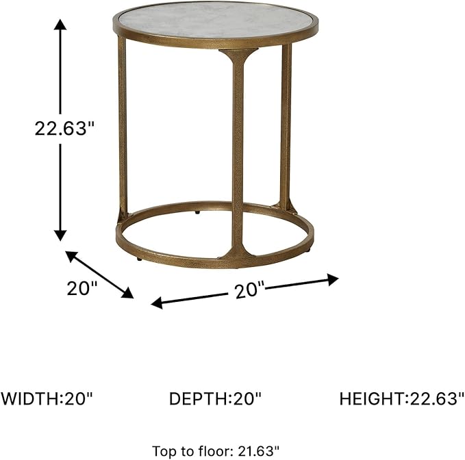 Signature Design by Ashley Korajane Transitional Metal End Table with Tempered Glass Top, Metallic