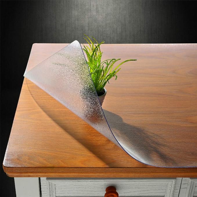 NECAUX Custom 24 x 87 Inch Frosted Table Cover Protector, 1.5mm Thick Water Resistant Plastic Non-Slip Protective Table Pad Decorative Tablecloth for Dining Table, Trainning Table, Conference Table